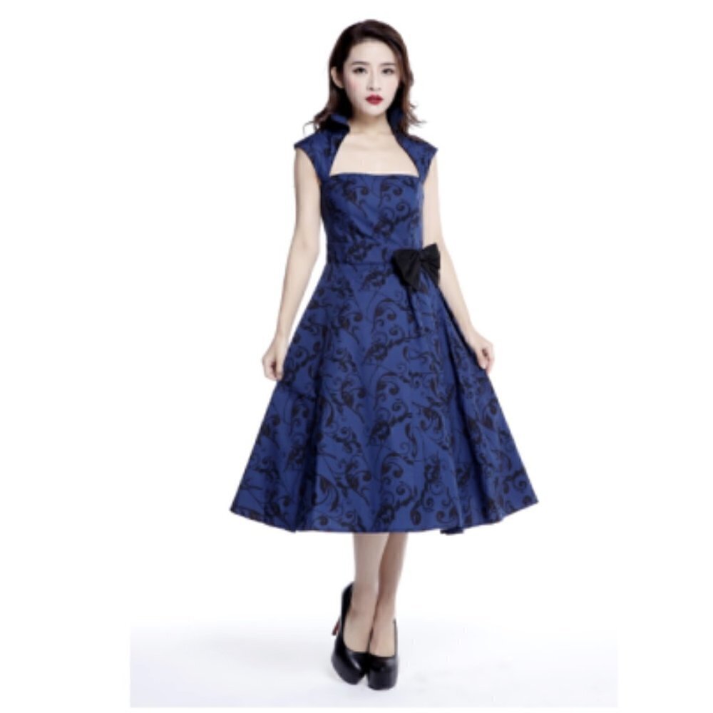 Chicstar Vamp Collar Dress Blue